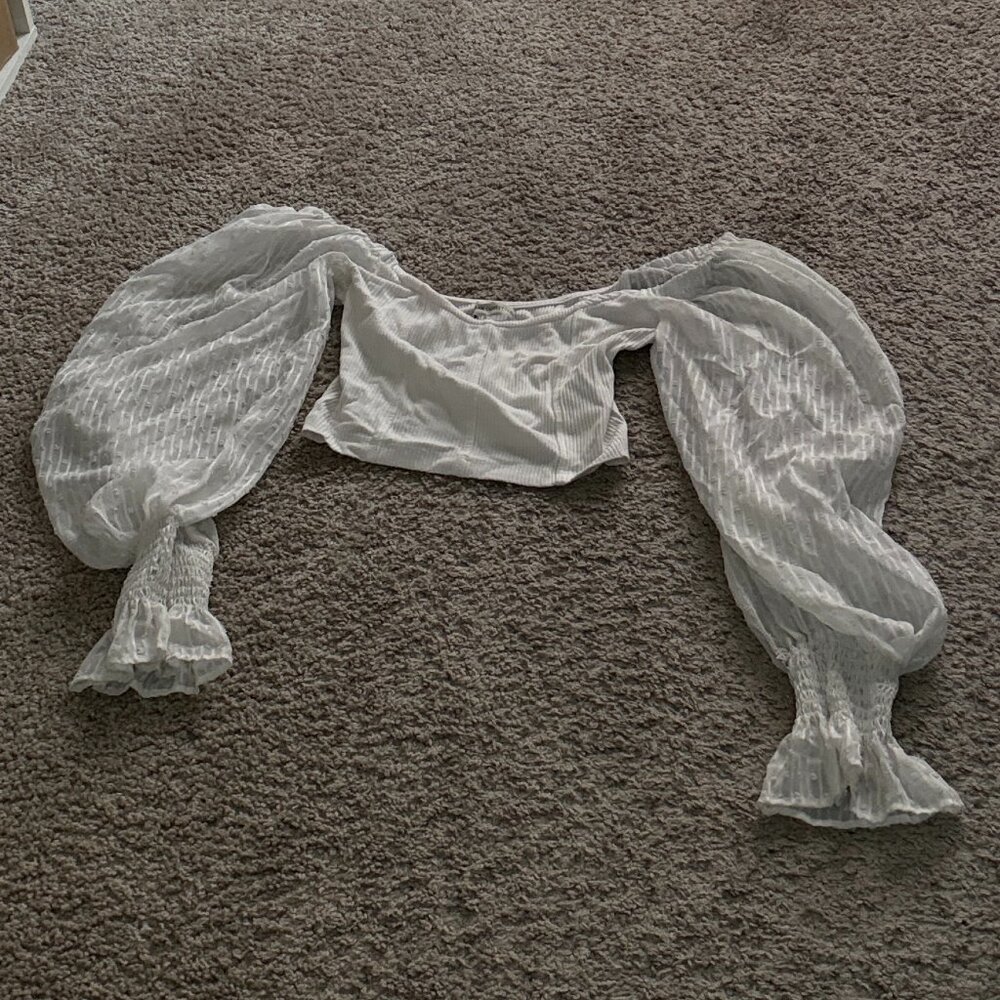 Urban Outfitters White Off-the-Shoulder Crop Top